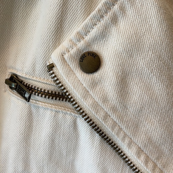 Pink by Victoria’s Secret White Denim Moto Jacket - Picture 3 of 6